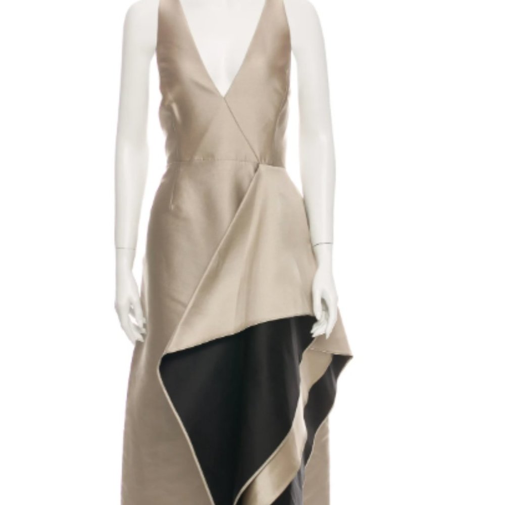 Taupe satin dress - CLASSIC